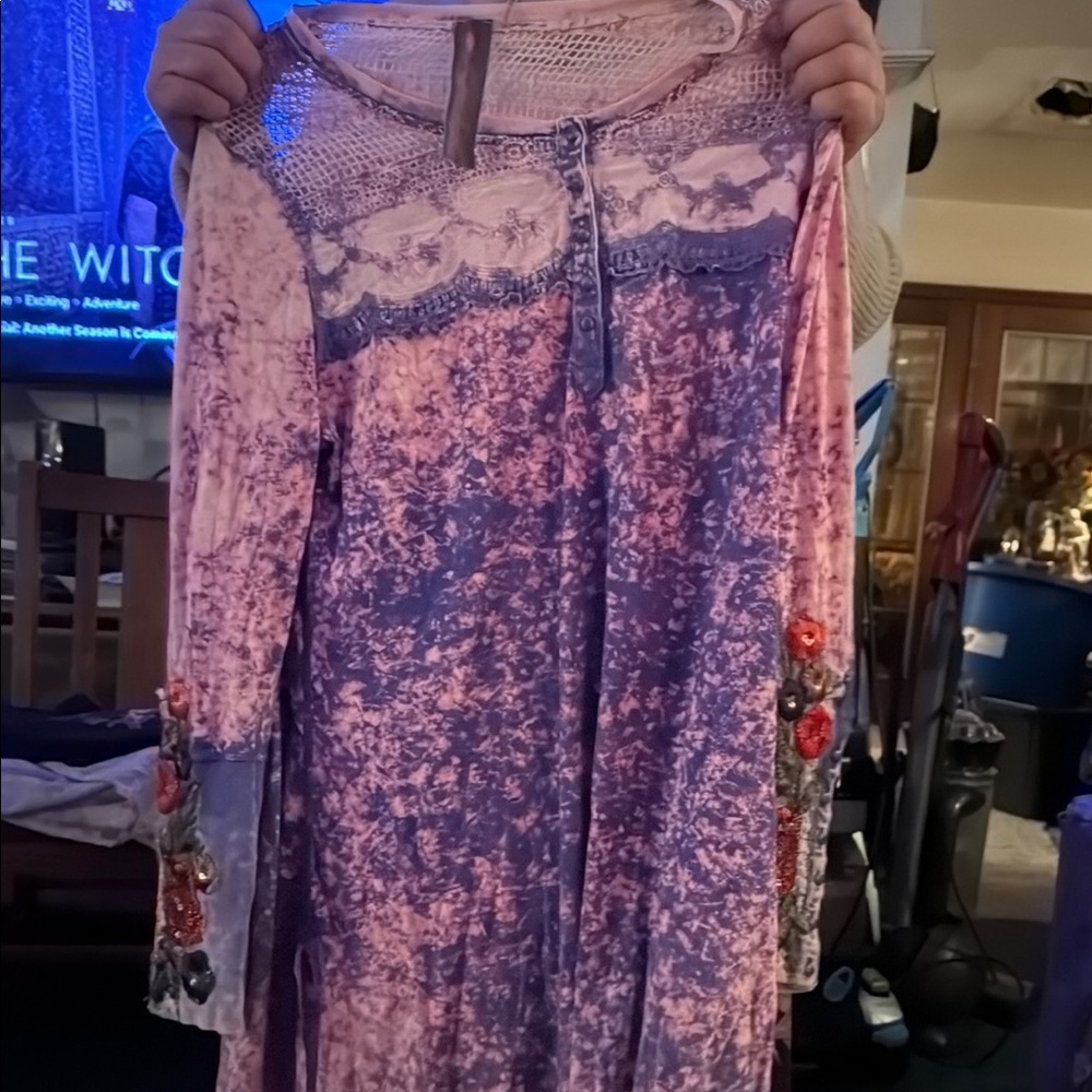 Pink and Purple Long Sleeve Dress